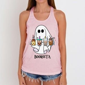 Boorista Boo Coffee Halloween Spooky Ghost Coffee Barista Women's Knotted Racerback Tank