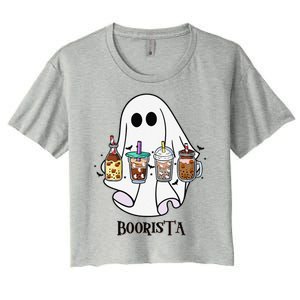 Boorista Boo Coffee Halloween Spooky Ghost Coffee Barista Women's Crop Top Tee