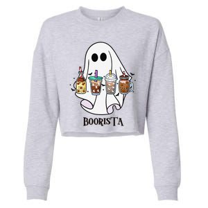 Boorista Boo Coffee Halloween Spooky Ghost Coffee Barista Cropped Pullover Crew