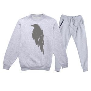 Beautiful Black Crow Raven Bird Watch. Birds Silhouette Premium Crewneck Sweatsuit Set