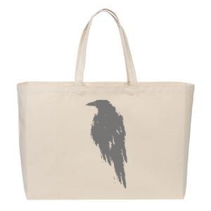 Beautiful Black Crow Raven Bird Watch. Birds Silhouette Cotton Canvas Jumbo Tote