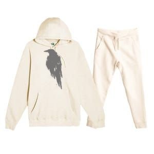 Beautiful Black Crow Raven Bird Watch. Birds Silhouette Premium Hooded Sweatsuit Set