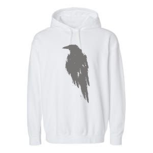 Beautiful Black Crow Raven Bird Watch. Birds Silhouette Garment-Dyed Fleece Hoodie