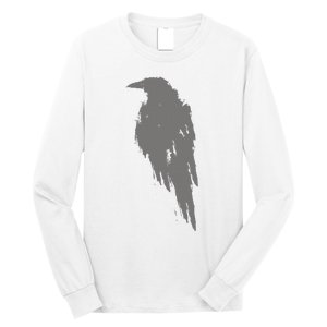 Beautiful Black Crow Raven Bird Watch. Birds Silhouette Long Sleeve Shirt