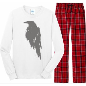 Beautiful Black Crow Raven Bird Watch. Birds Silhouette Long Sleeve Pajama Set