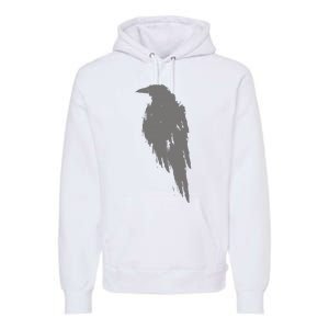 Beautiful Black Crow Raven Bird Watch. Birds Silhouette Premium Hoodie