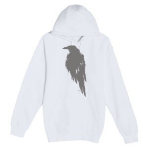 Beautiful Black Crow Raven Bird Watch. Birds Silhouette Premium Pullover Hoodie