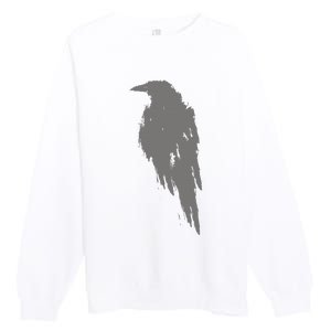 Beautiful Black Crow Raven Bird Watch. Birds Silhouette Premium Crewneck Sweatshirt