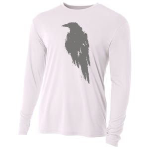 Beautiful Black Crow Raven Bird Watch. Birds Silhouette Cooling Performance Long Sleeve Crew