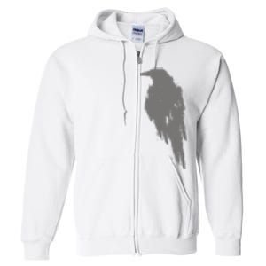 Beautiful Black Crow Raven Bird Watch. Birds Silhouette Full Zip Hoodie