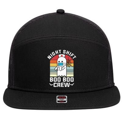 Boo Boo Crew Funny Nurse Halloween Cute Ghost Costume Gift 7 Panel Mesh Trucker Snapback Hat