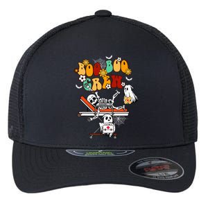 Boo Boo Crew Ghost Doctor Paramedic Nurse Halloween Groovy Flexfit Unipanel Trucker Cap