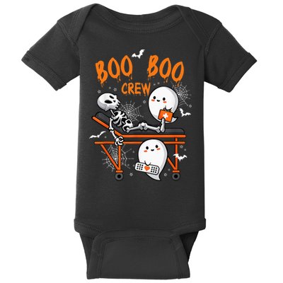 Boo Boo Crew Nurse Ghost Skeleton Funny Halloween Nurse Baby Bodysuit