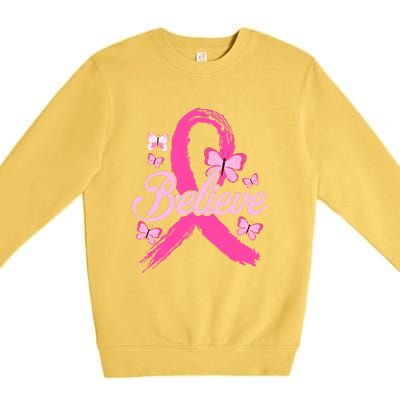 Believe Breast Cancer Awareness Month Breast Cancer Premium Crewneck Sweatshirt