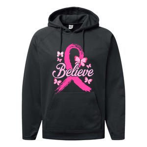 Believe Breast Cancer Awareness Month Breast Cancer Performance Fleece Hoodie