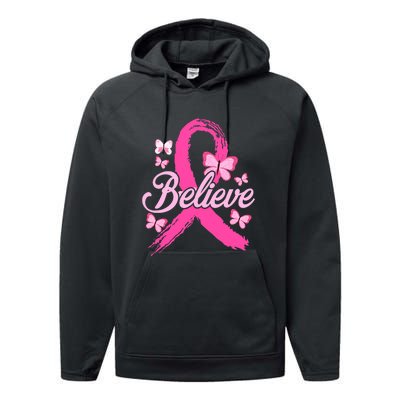 Believe Breast Cancer Awareness Month Breast Cancer Performance Fleece Hoodie