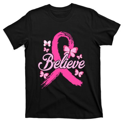 Believe Breast Cancer Awareness Month Breast Cancer T-Shirt