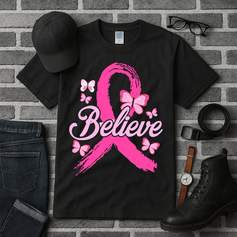 Believe Breast Cancer Awareness Month Breast Cancer Tall T-Shirt