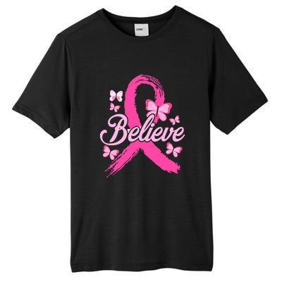 Believe Breast Cancer Awareness Month Breast Cancer Tall Fusion ChromaSoft Performance T-Shirt