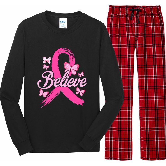 Believe Breast Cancer Awareness Month Breast Cancer Long Sleeve Pajama Set