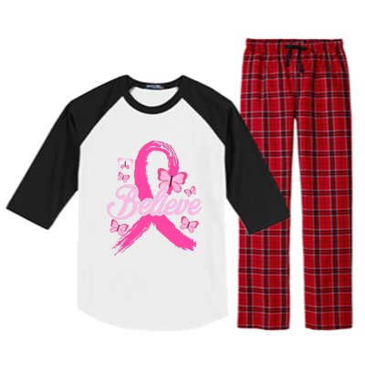 Believe Breast Cancer Awareness Month Breast Cancer Raglan Sleeve Pajama Set