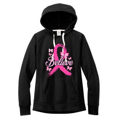 Believe Breast Cancer Awareness Month Breast Cancer Women's Fleece Hoodie