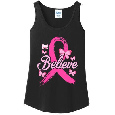 Believe Breast Cancer Awareness Month Breast Cancer Ladies Essential Tank