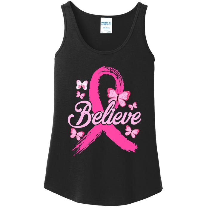 Believe Breast Cancer Awareness Month Breast Cancer Ladies Essential Tank