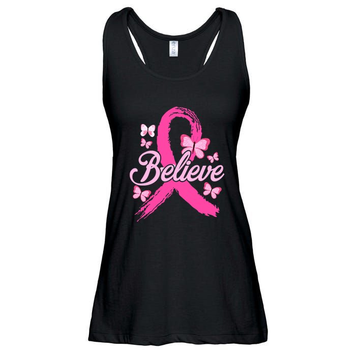 Believe Breast Cancer Awareness Month Breast Cancer Ladies Essential Flowy Tank