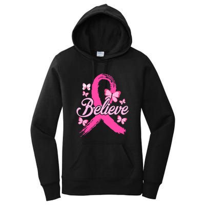 Believe Breast Cancer Awareness Month Breast Cancer Women's Pullover Hoodie