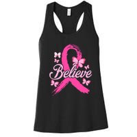 Believe Breast Cancer Awareness Month Breast Cancer Women's Racerback Tank