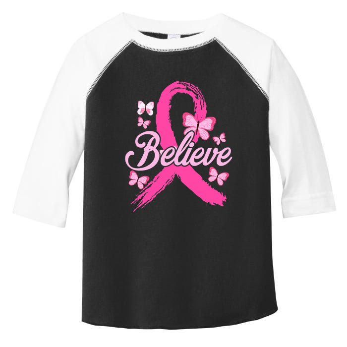 Believe Breast Cancer Awareness Month Breast Cancer Toddler Fine Jersey T-Shirt