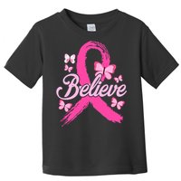 Believe Breast Cancer Awareness Month Breast Cancer Toddler T-Shirt