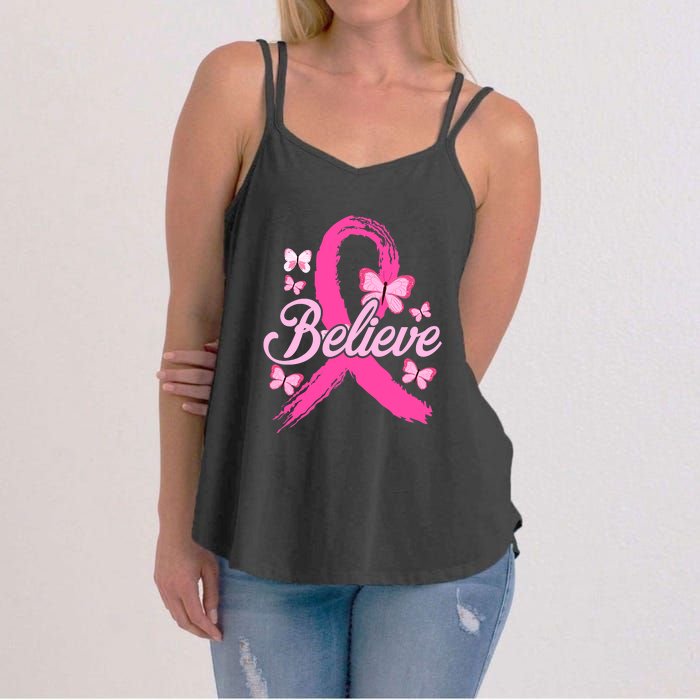 Believe Breast Cancer Awareness Month Breast Cancer Women's Strappy Tank