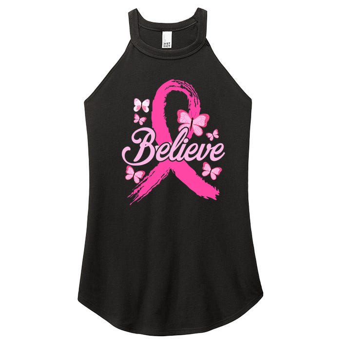 Believe Breast Cancer Awareness Month Breast Cancer Women's Perfect Tri Rocker Tank