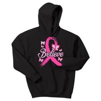 Believe Breast Cancer Awareness Month Breast Cancer Kids Hoodie