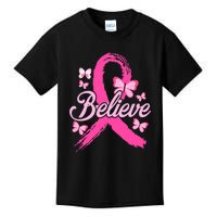 Believe Breast Cancer Awareness Month Breast Cancer Kids T-Shirt