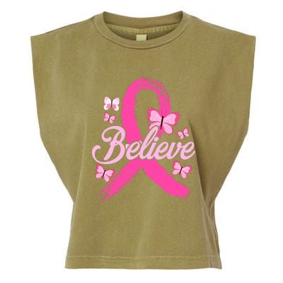 Believe Breast Cancer Awareness Month Breast Cancer Garment-Dyed Women's Muscle Tee