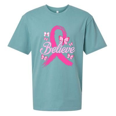 Believe Breast Cancer Awareness Month Breast Cancer Sueded Cloud Jersey T-Shirt