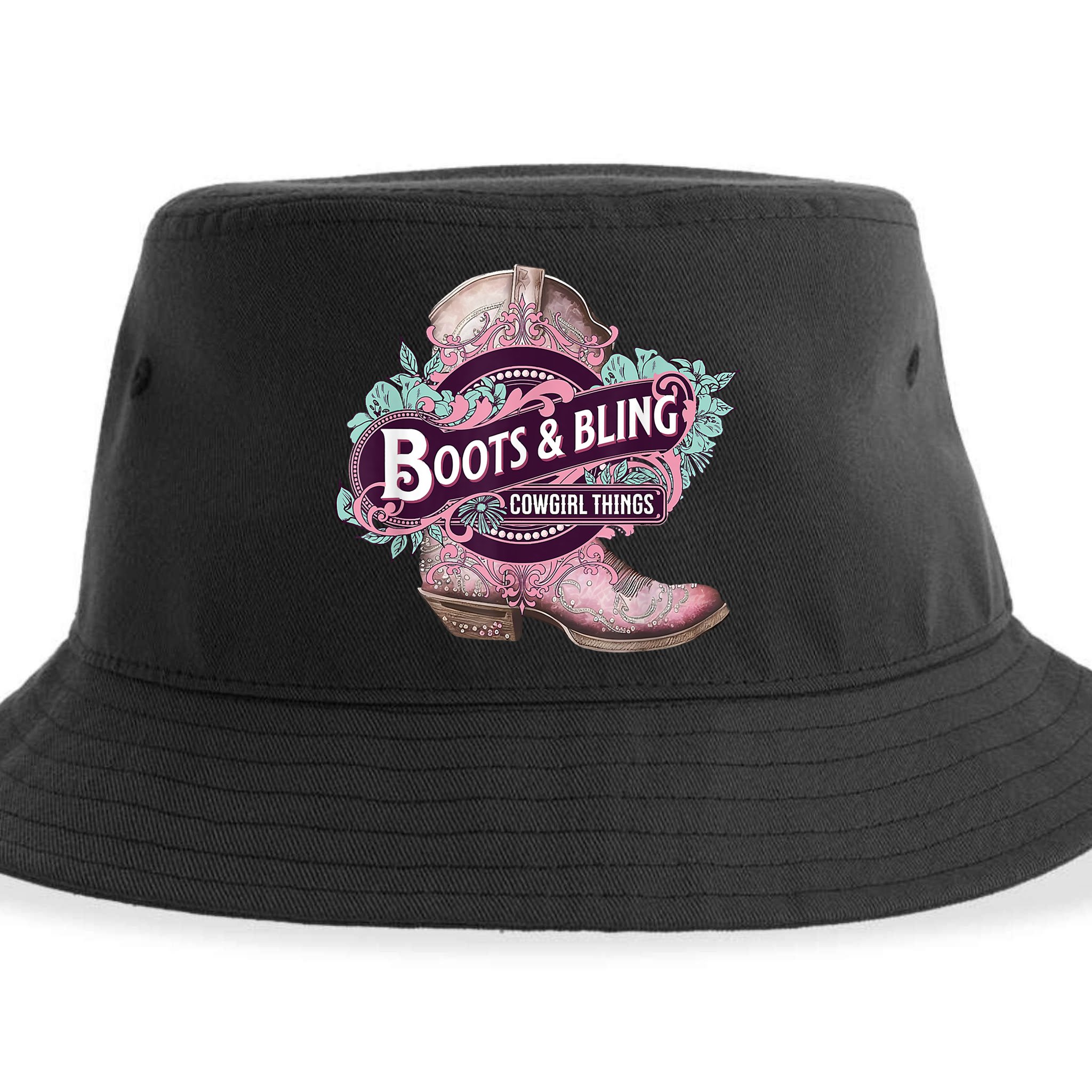 Boots & Bling Cowgirl Things Cute Western Country Rodeo Sustainable Bucket Hat