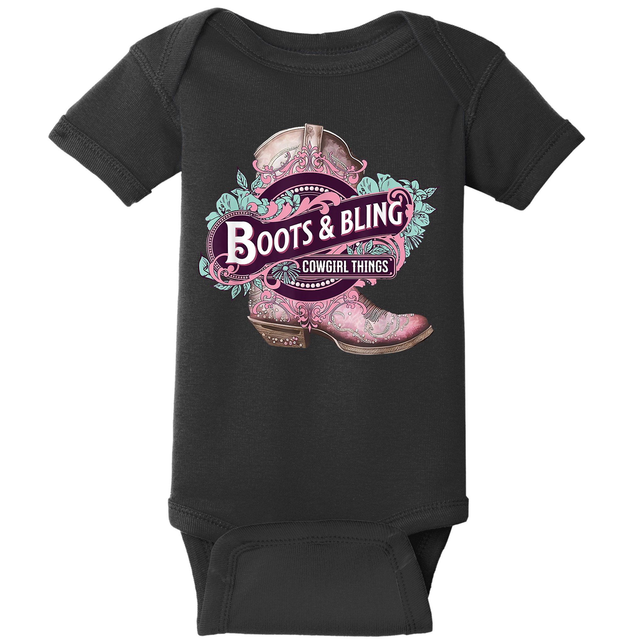 Boots & Bling Cowgirl Things Cute Western Country Rodeo Baby Bodysuit