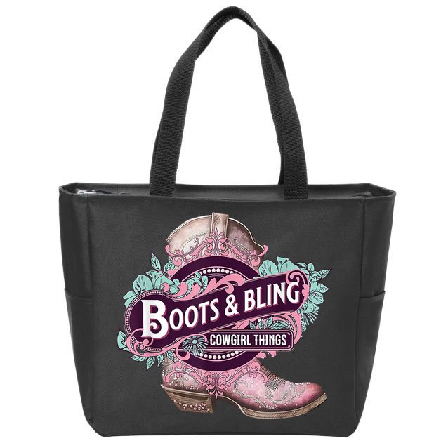 Boots & Bling Cowgirl Things Cute Western Country Rodeo Zip Tote Bag