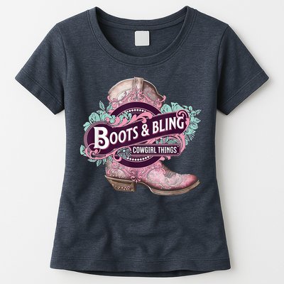 Boots & Bling Cowgirl Things Cute Western Country Rodeo Womens T-Shirt