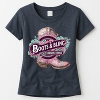 Boots & Bling Cowgirl Things Cute Western Country Rodeo Womens T-Shirt
