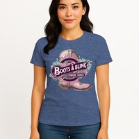 Boots & Bling Cowgirl Things Cute Western Country Rodeo Womens T-Shirt