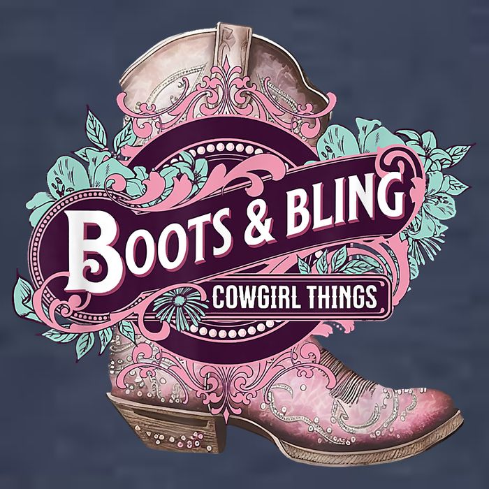 Boots & Bling Cowgirl Things Cute Western Country Rodeo Womens T-Shirt