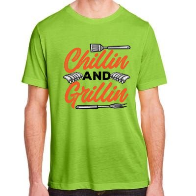 Bbq Barbeque Chillin And Grillin Funny Gift Adult ChromaSoft Performance T-Shirt