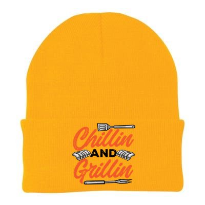 Bbq Barbeque Chillin And Grillin Funny Gift Knit Cap Winter Beanie