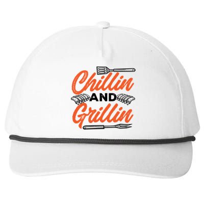 Bbq Barbeque Chillin And Grillin Funny Gift Snapback Five-Panel Rope Hat