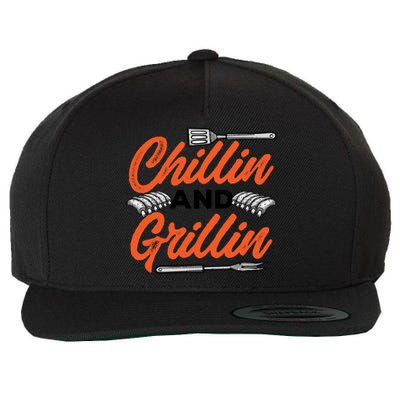 Bbq Barbeque Chillin And Grillin Funny Gift Wool Snapback Cap